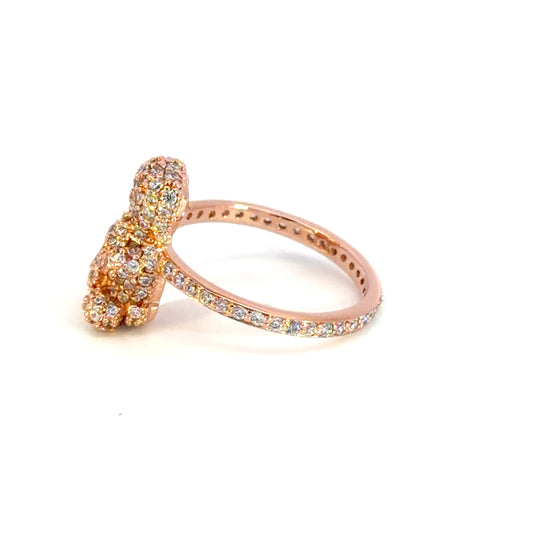 Rose Gold Cocktail Ring with Round Cut Diamonds