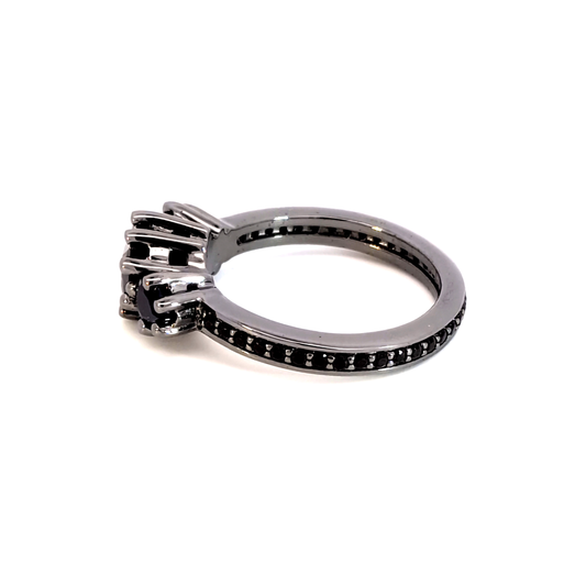 Sapphire Multistone Ring with Deep Blue Square Cut Sapphire