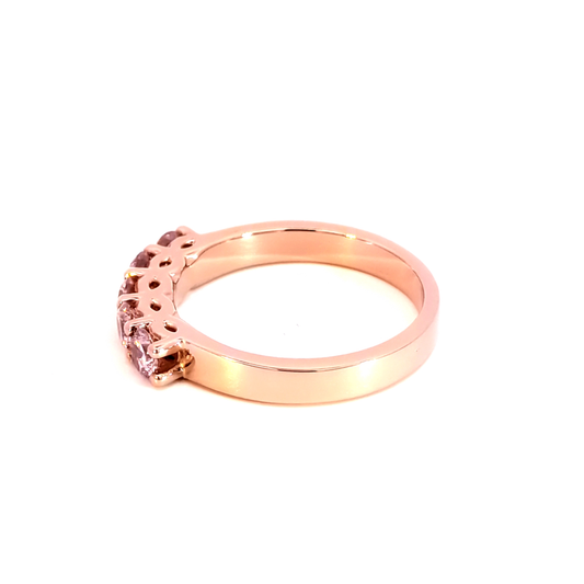 Rose Gold Multistone Ring with Reddish Purple Rose Quartz