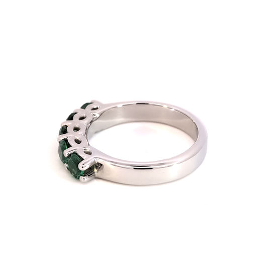 White Gold Ring with Five Emeralds