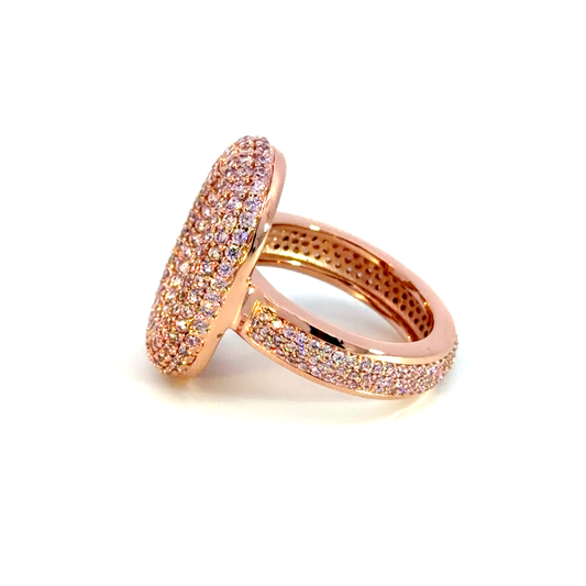 Rose Gold Cocktail Ring with Round Cut Fancy Pink Diamond