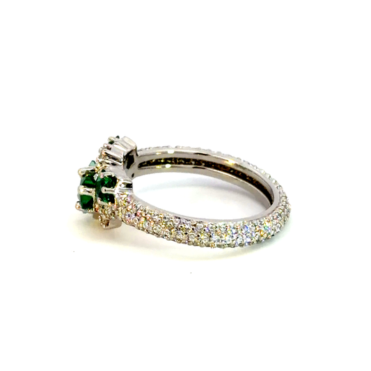Star Emerald Silver Multistone Ring