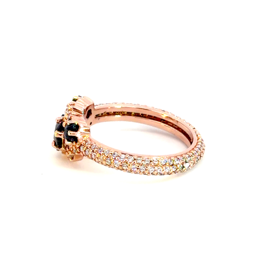 Rose Gold Multistone Ring with Star-Shaped Deep Blue Sapphires