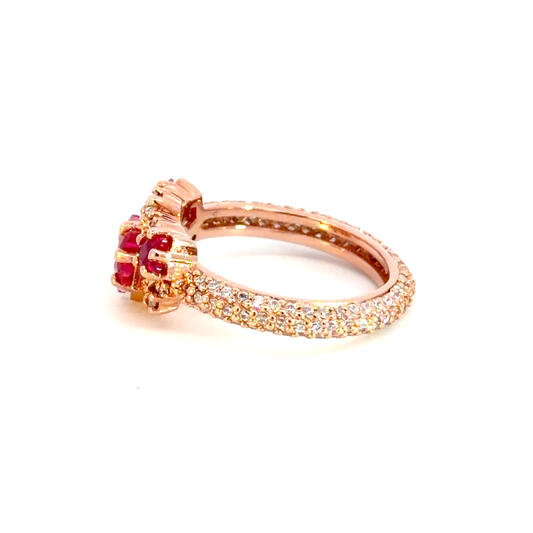 Rose Gold Cocktail Ring with Star-Cut Ruby