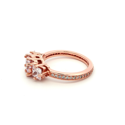 Rose Gold Multi-Stone Ring with Princess Cut Diamonds