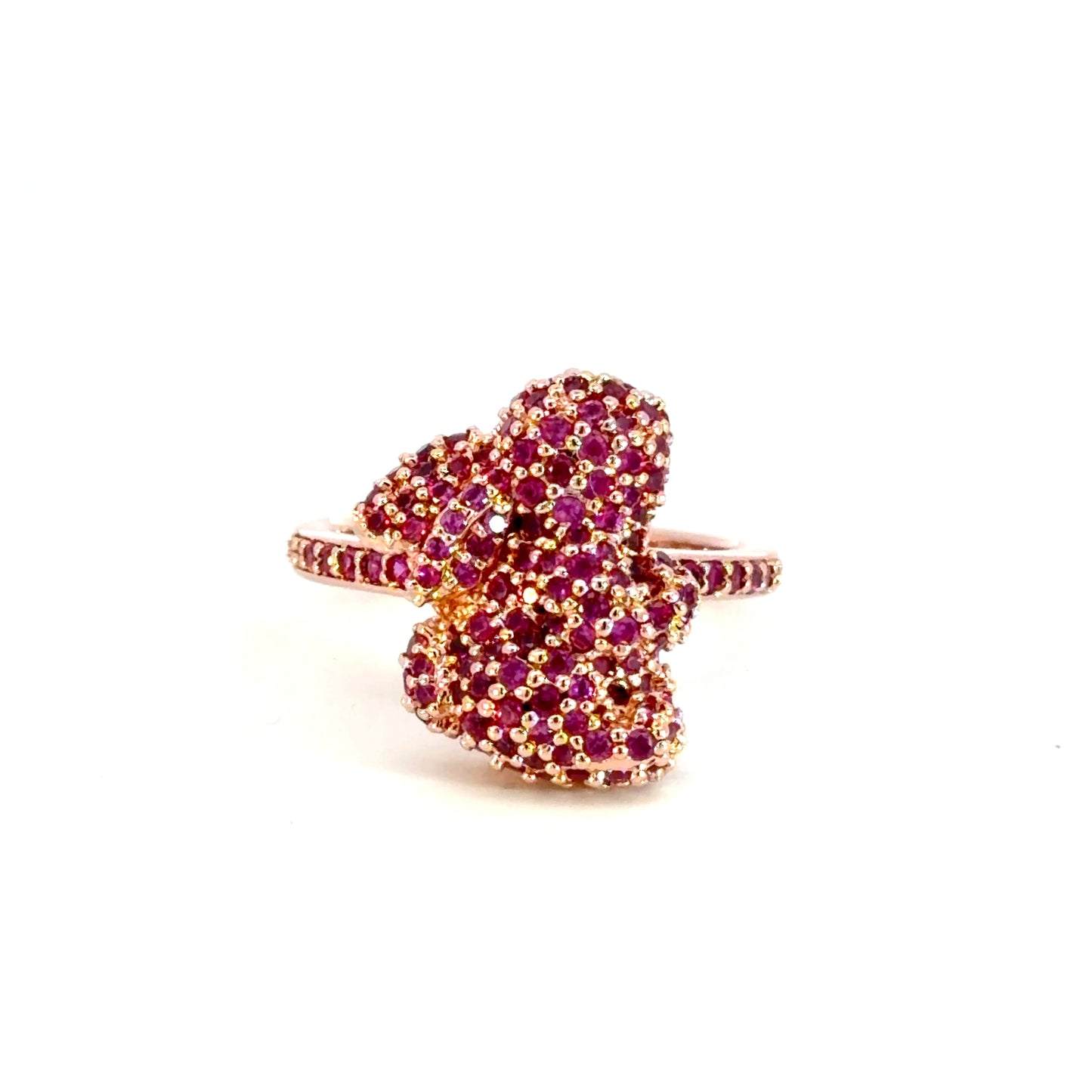 Cocktail Ring with Round Red Rubies