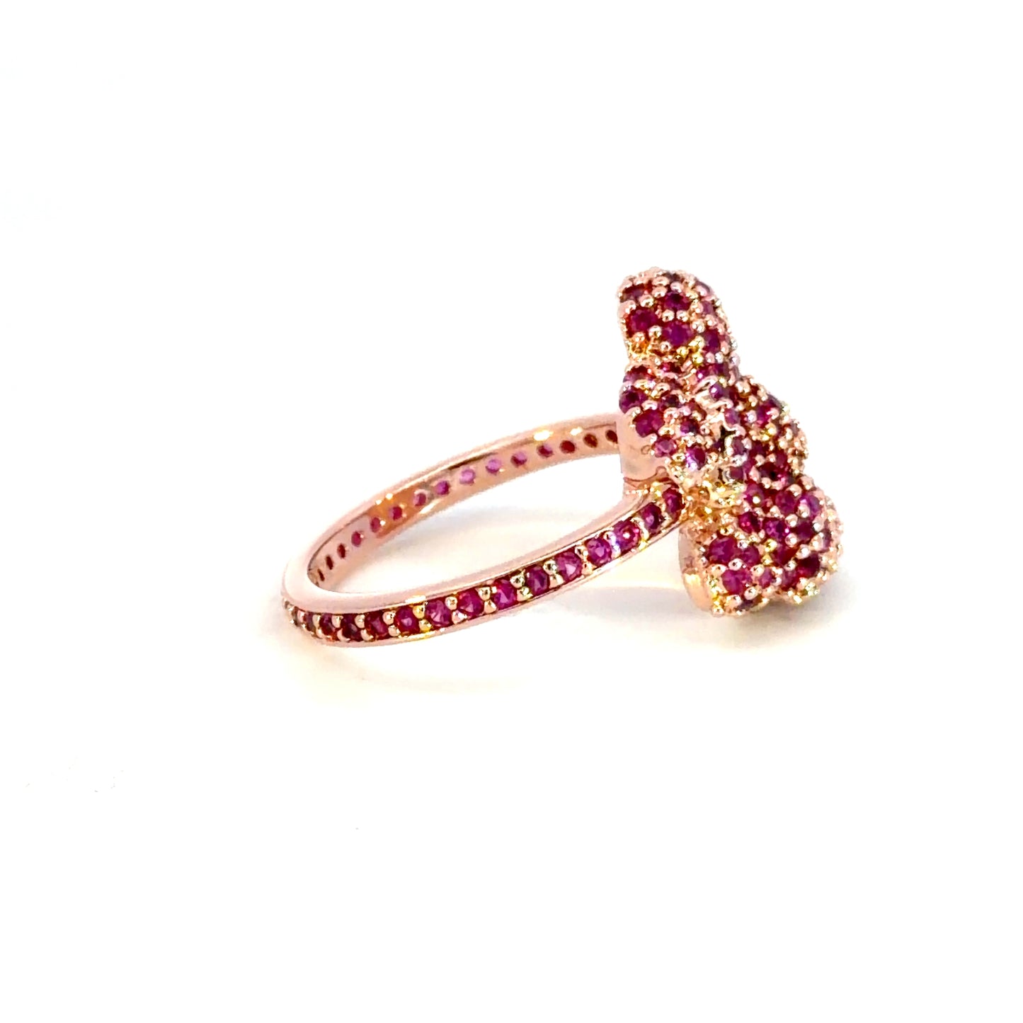 Cocktail Ring with Round Red Rubies