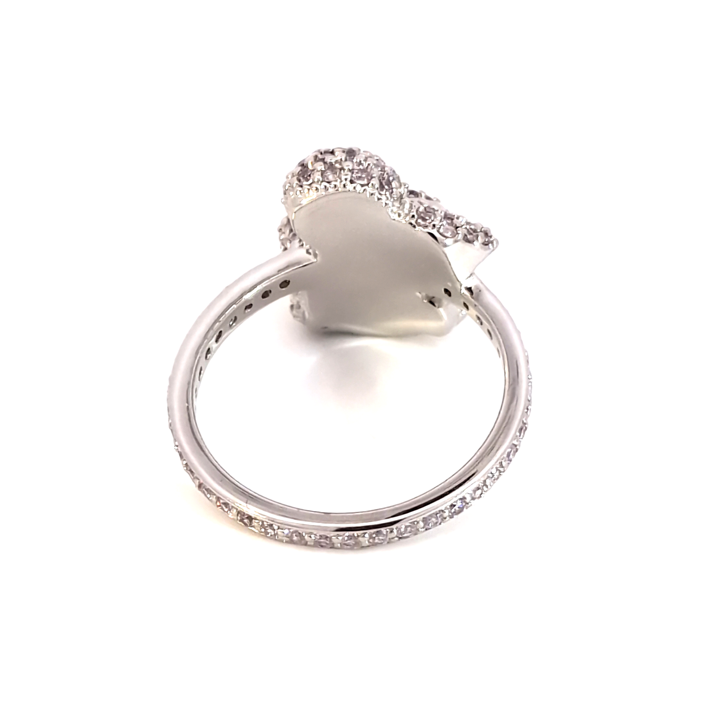 White Gold over Cocktail Ring with Round Cut Diamond with Rabbit