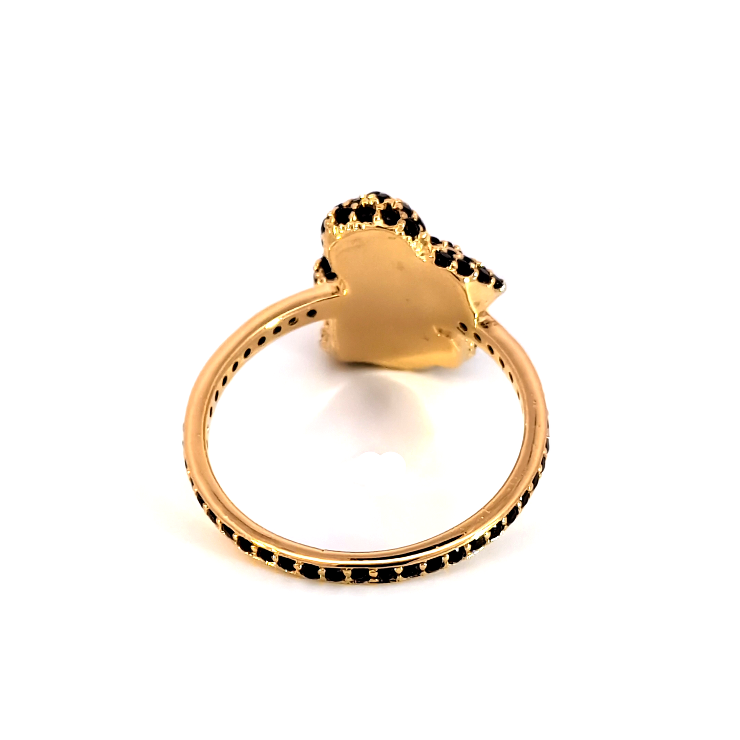 Yellow Gold Cocktail Ring with Onyx Gemstones Rabbit