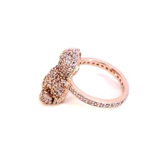 Cocktail Ring with Round Cut Diamond with Rabbit
