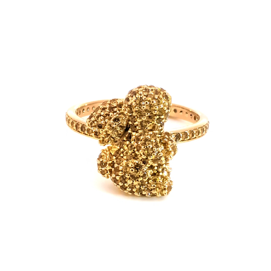 Fancy Yellow Diamond Cluster Cocktail Ring with Rabbit