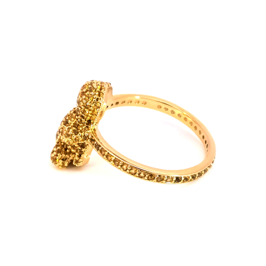 Fancy Yellow Diamond Cluster Cocktail Ring with Rabbit