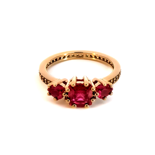 Rose Gold Multistone Ring with Square Cut Rubies