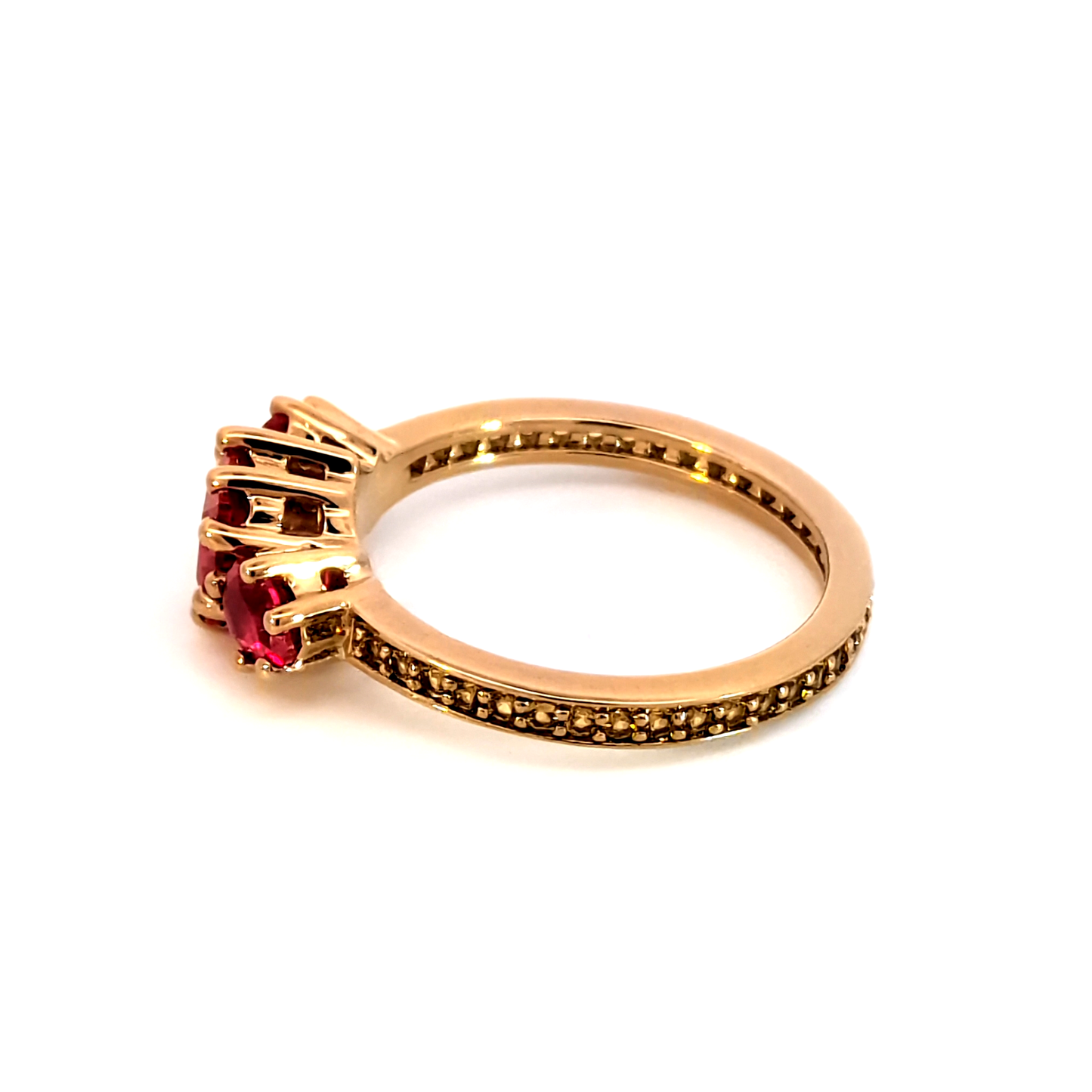Rose Gold Multistone Ring with Square Cut Rubies