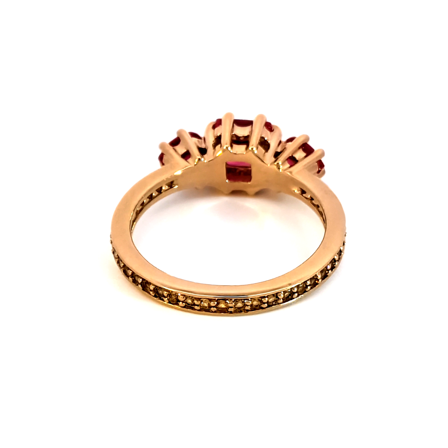 Rose Gold Multistone Ring with Square Cut Rubies