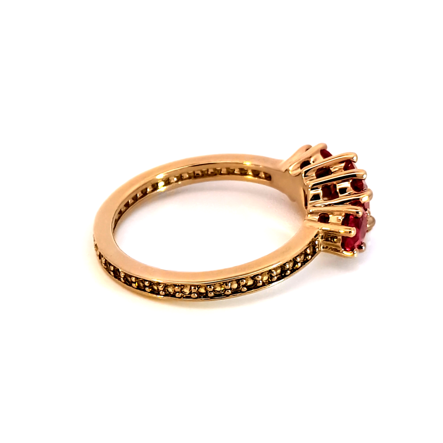 Rose Gold Multistone Ring with Square Cut Rubies
