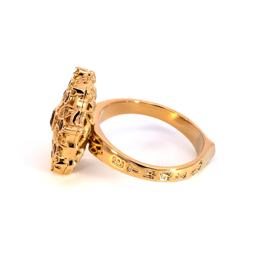 Yellow Gold Cocktail Ring with Round Cut Citrine Gemstone