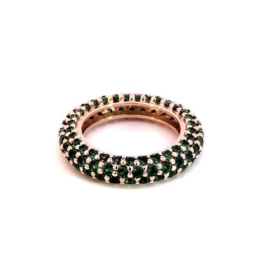 Rose Gold Eternity Ring with Round Brilliant Emeralds