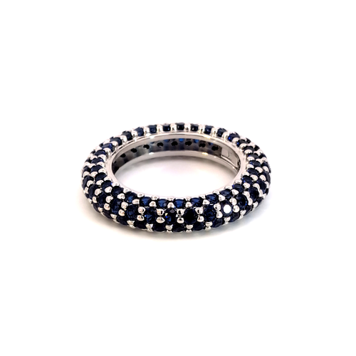 Deep Blue Sapphire Sterling Silver Eternity Band Ring
