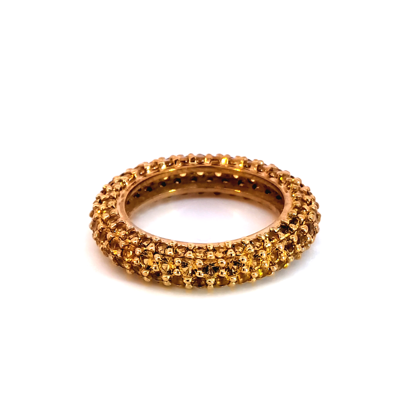 Yellow Gold Eternity Ring with Brilliant Cut Citrine Gemstones