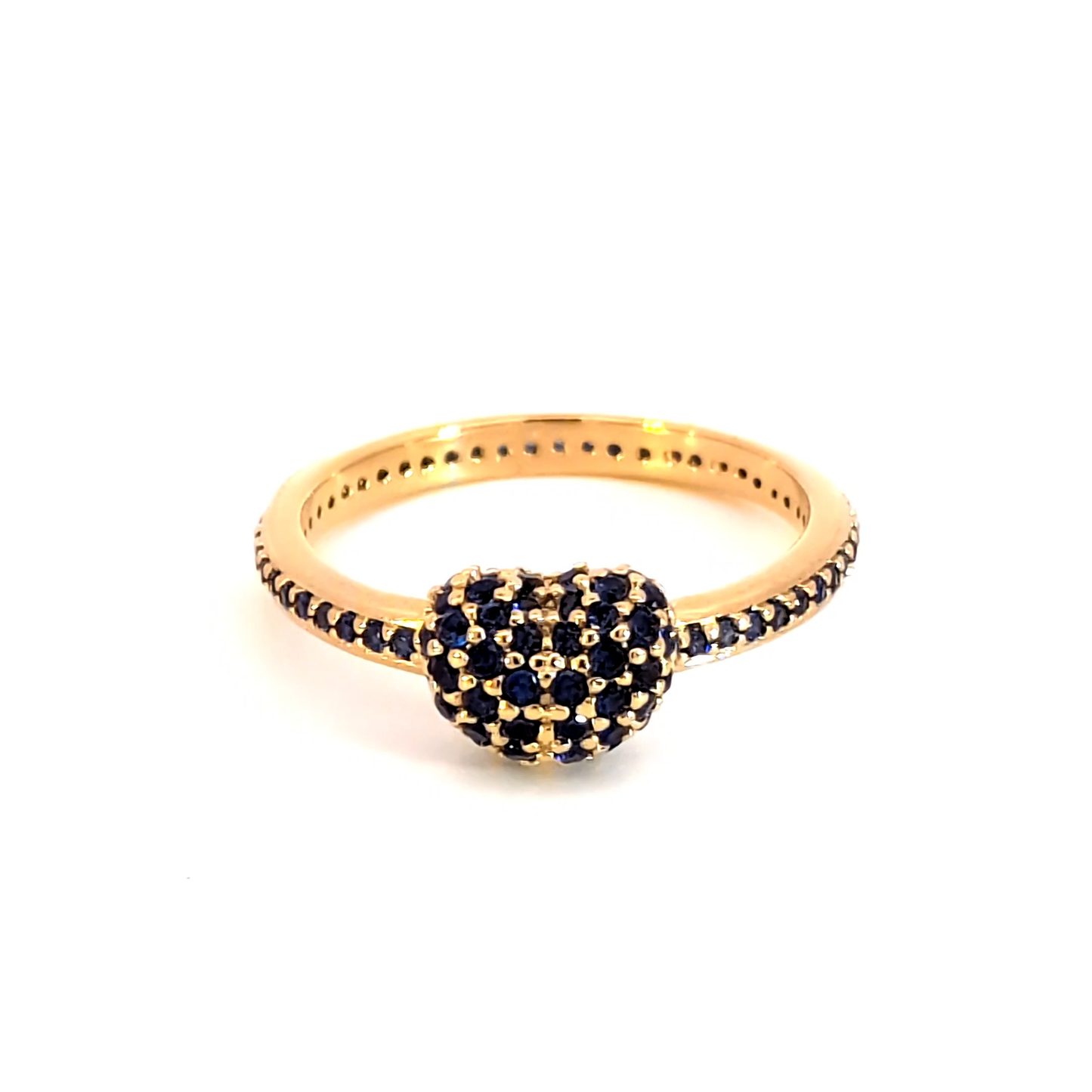 Yellow Gold Ring with Heart-Shaped Sapphire Cluster