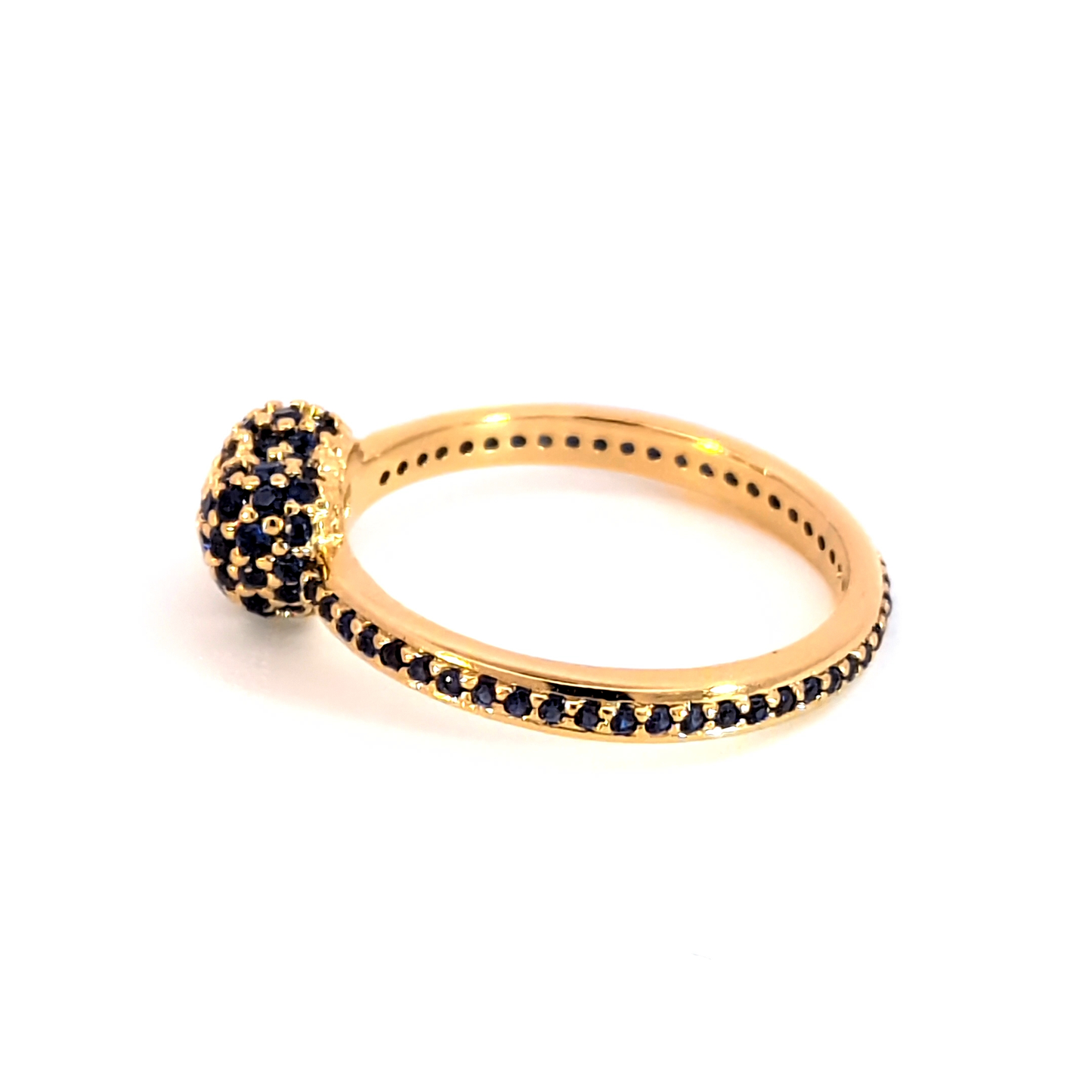 Yellow Gold Ring with Heart-Shaped Sapphire Cluster