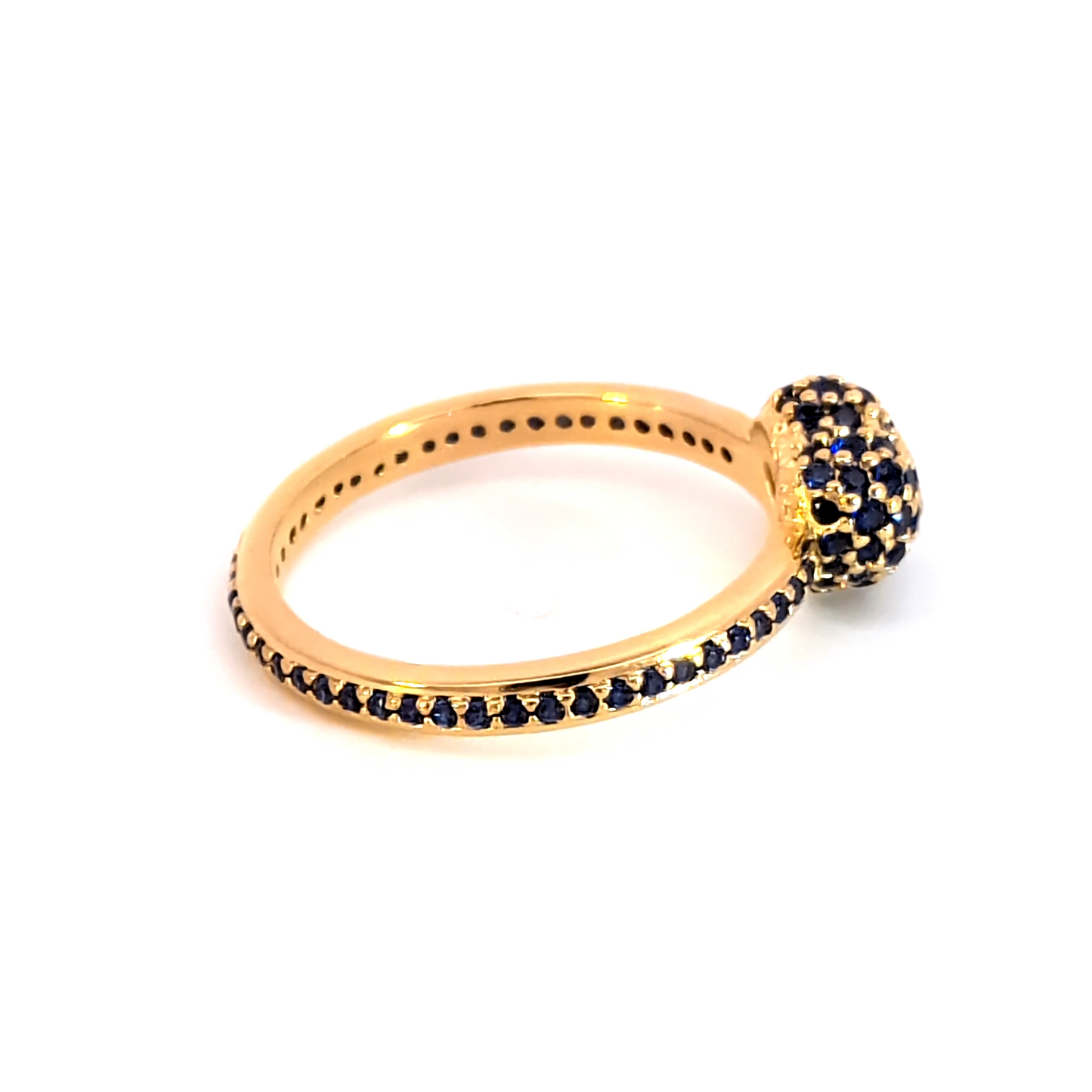 Yellow Gold Ring with Heart-Shaped Sapphire Cluster