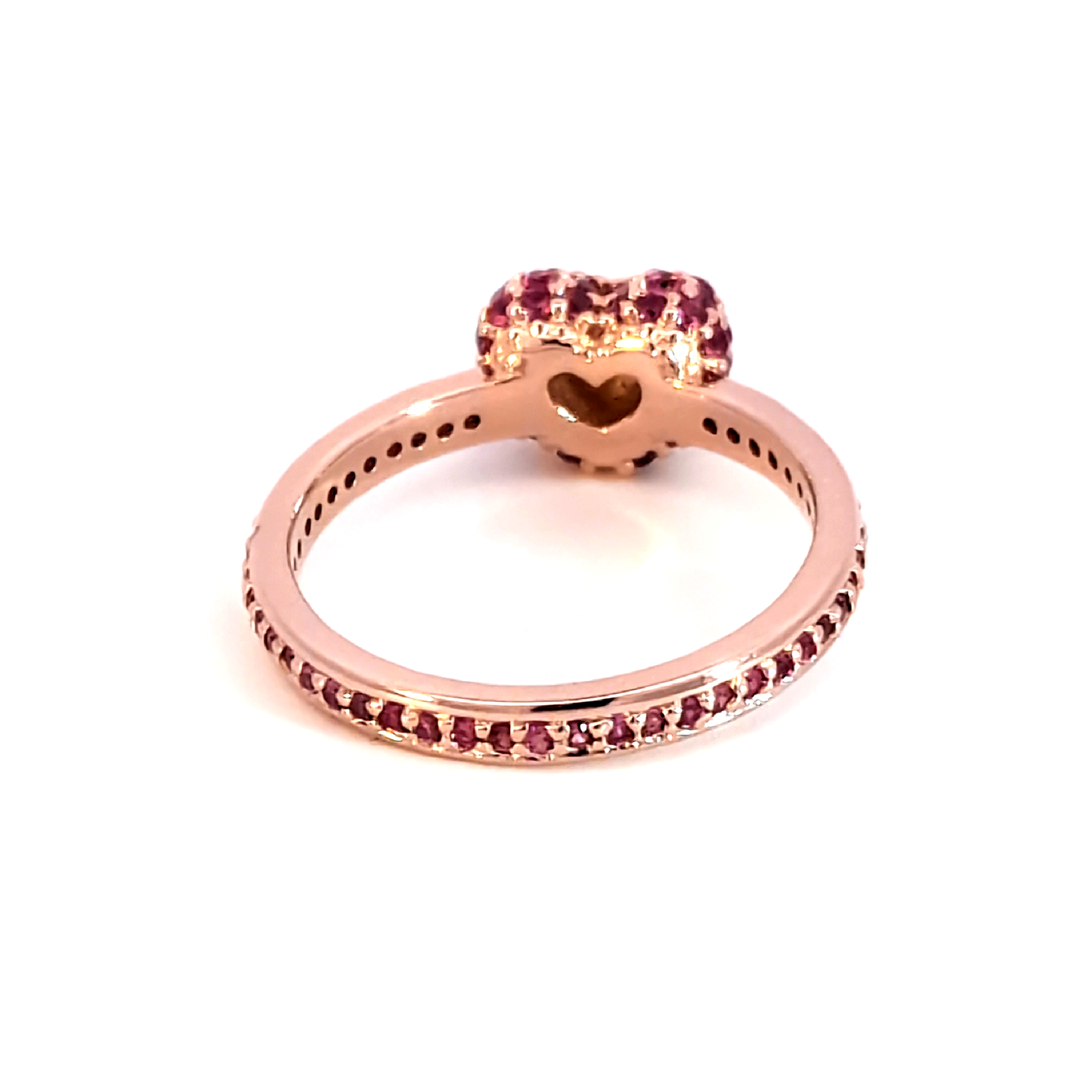 Reddish Purple Ruby Heart Pavé Multistone Ring in Rose Gold