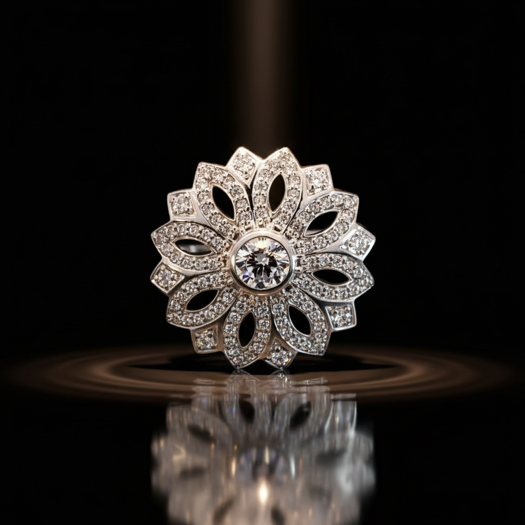 Brilliant Round Cut Diamond White Gold Cocktail Ring