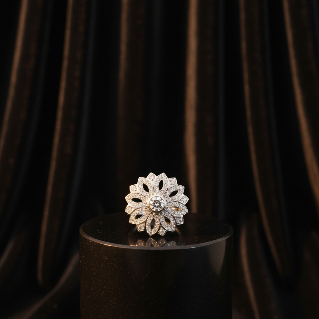 Brilliant Round Cut Diamond White Gold Cocktail Ring