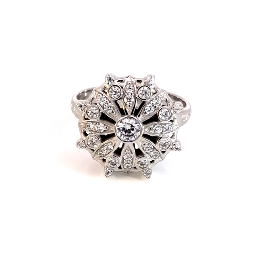 White Gold Multi-Stone Diamond Snowflake Ring