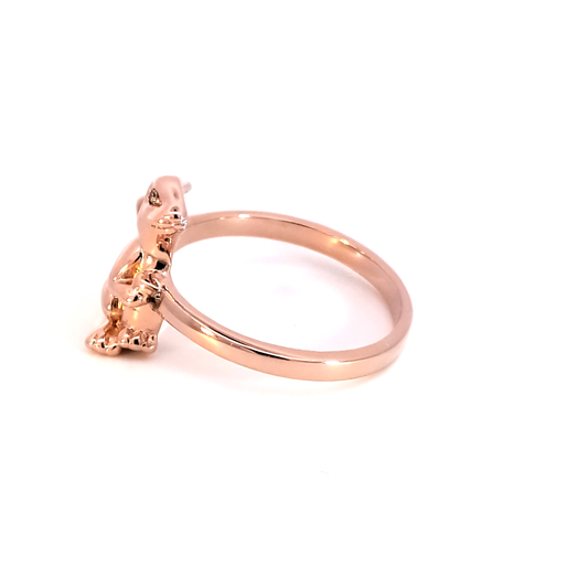 Rose Gold Rabbit Cocktail Ring with Round Cut Diamond Eye