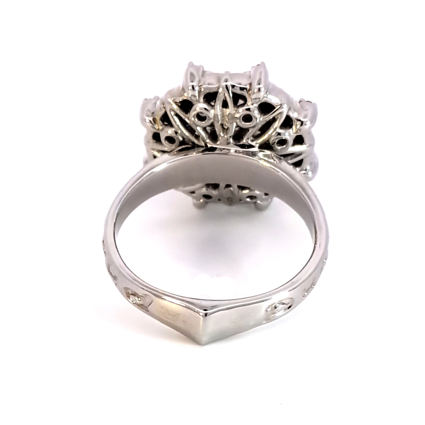 Diamond and Royal Blue Sapphire Halo Ring in Sterling Silver