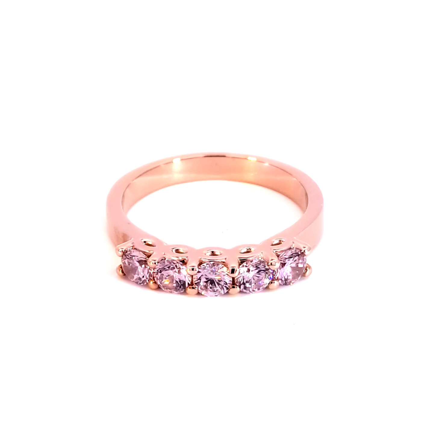 Rose Gold Multistone Ring with Reddish Purple Rose Quartz