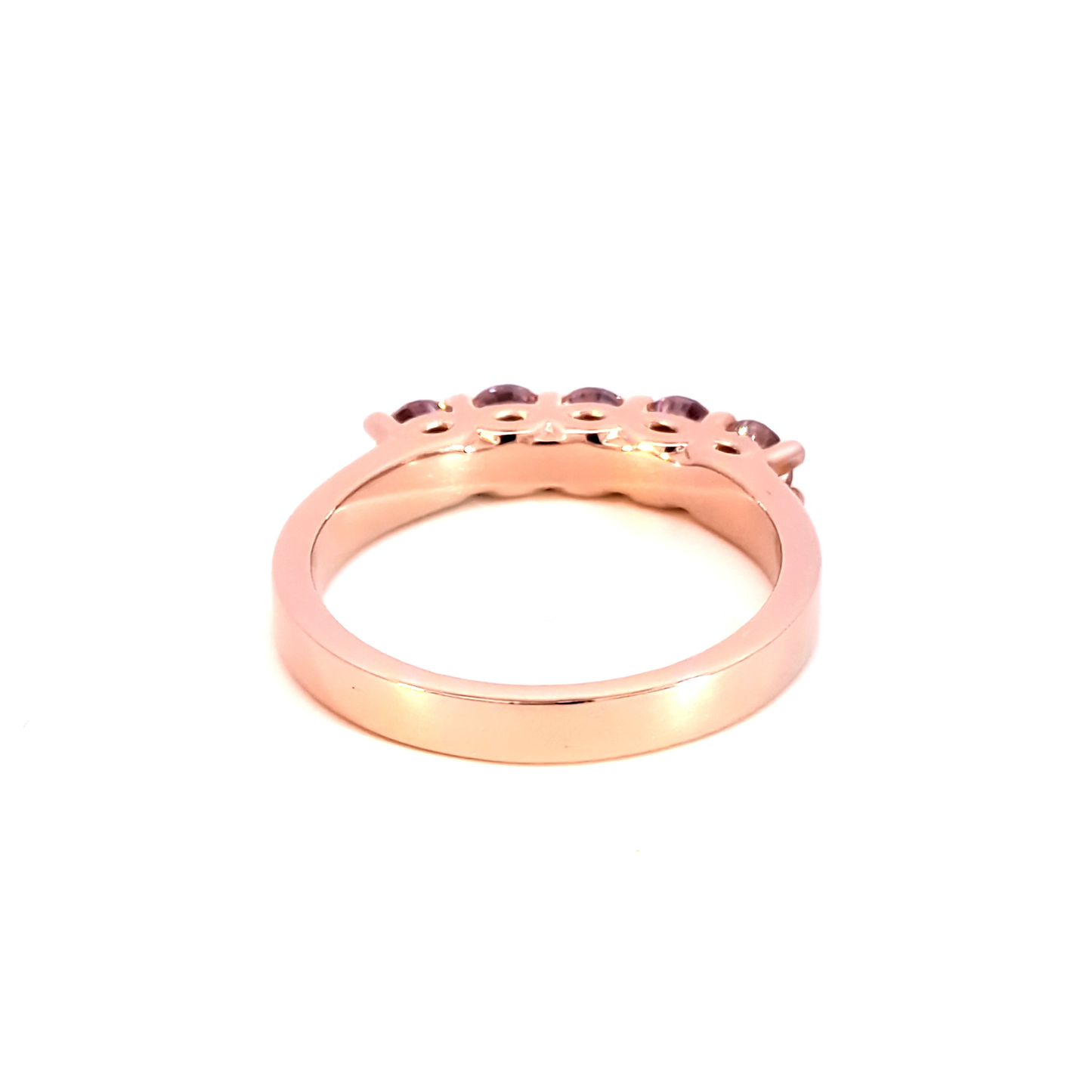 Rose Gold Multistone Ring with Reddish Purple Rose Quartz