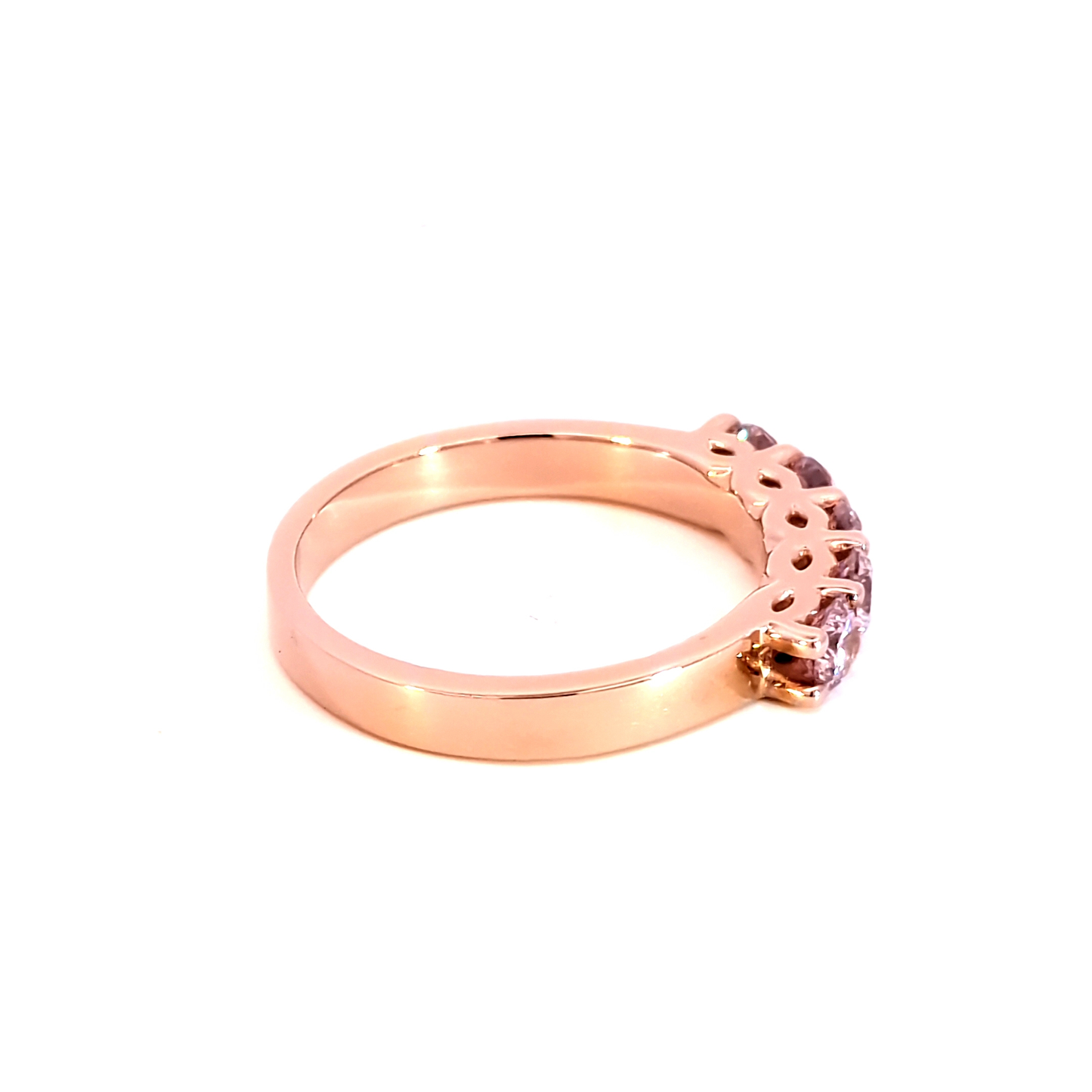 Rose Gold Multistone Ring with Reddish Purple Rose Quartz