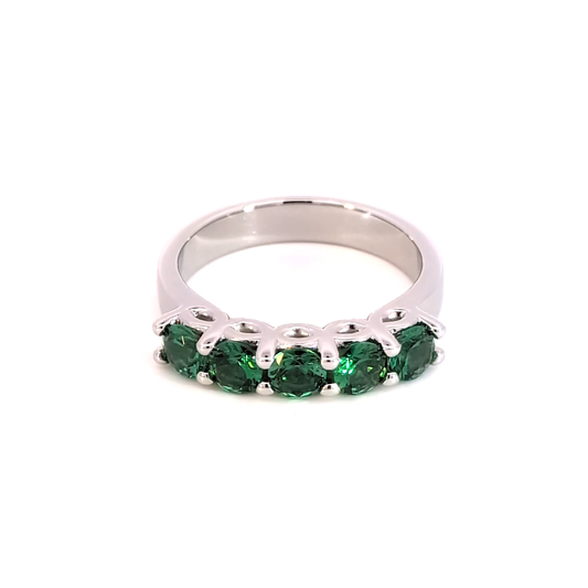 White Gold Ring with Five Emeralds