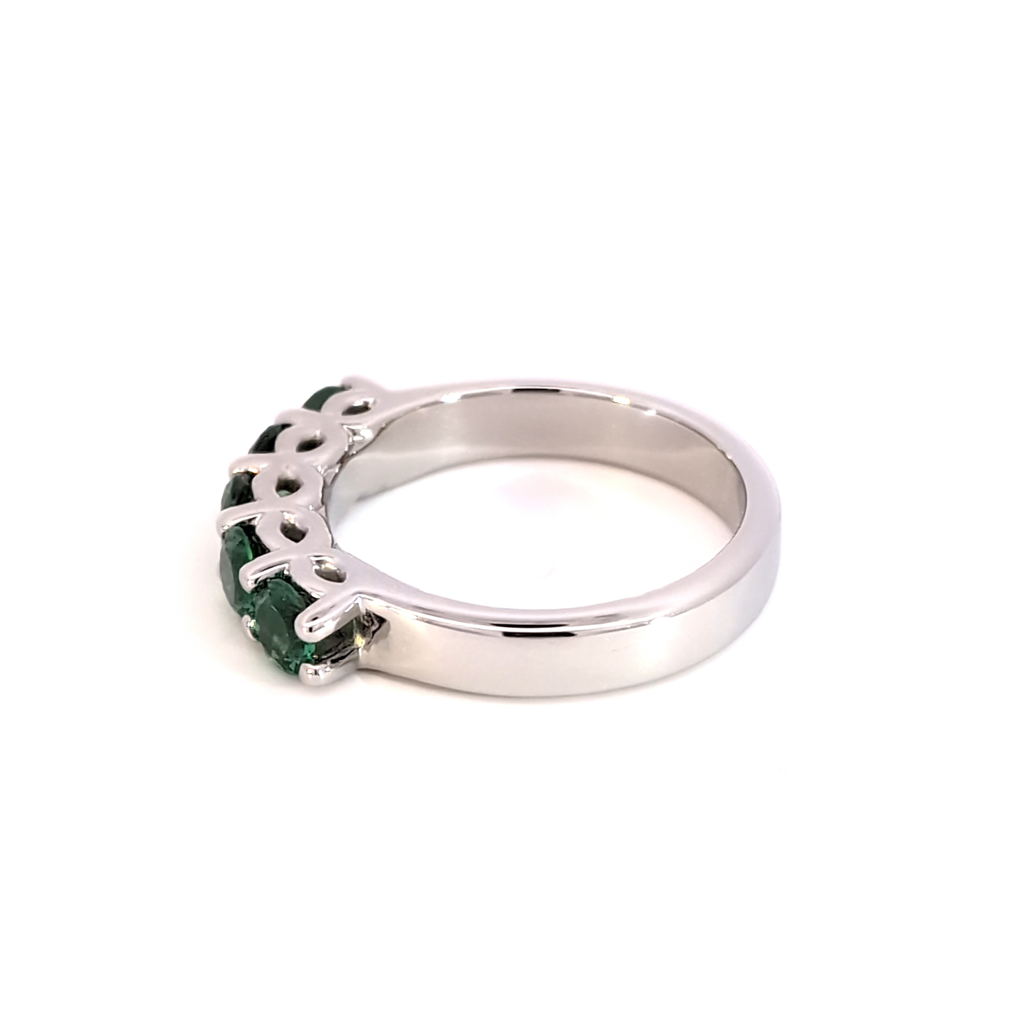 White Gold Ring with Five Emeralds