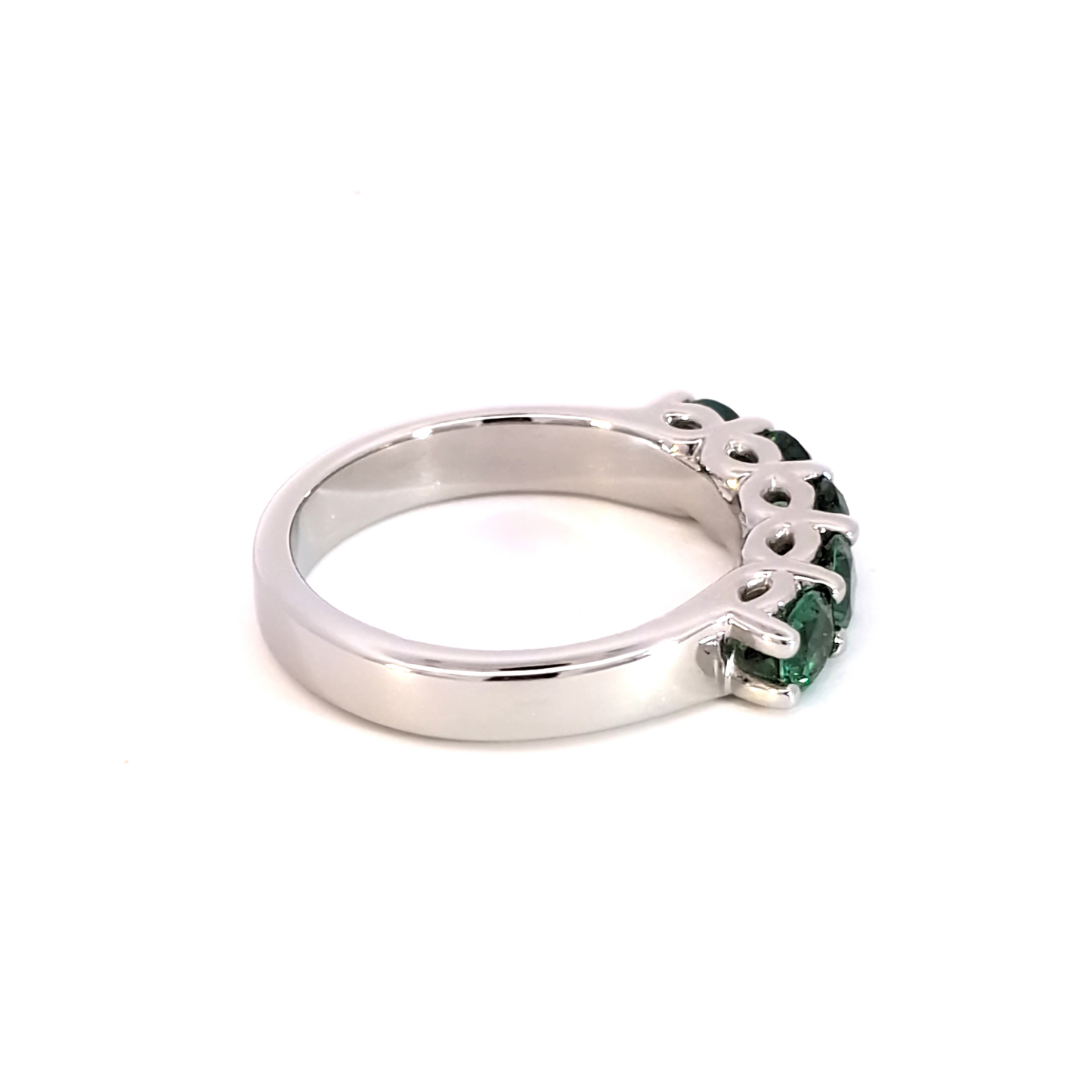 White Gold Ring with Five Emeralds