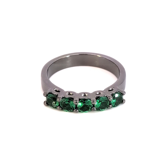 Emerald Multi Stone Ring with Yellow Gold Finish
