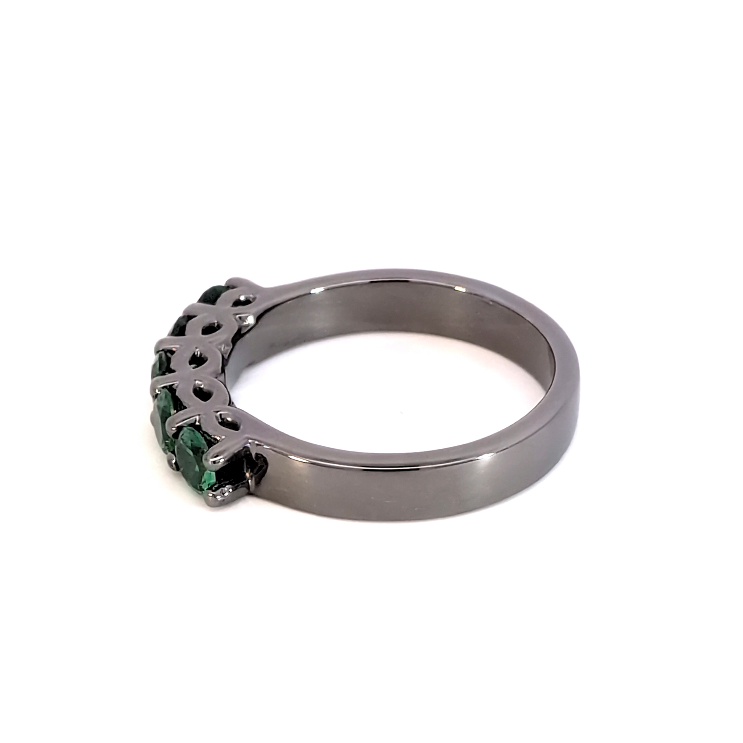 Emerald Multi Stone Ring with Yellow Gold Finish