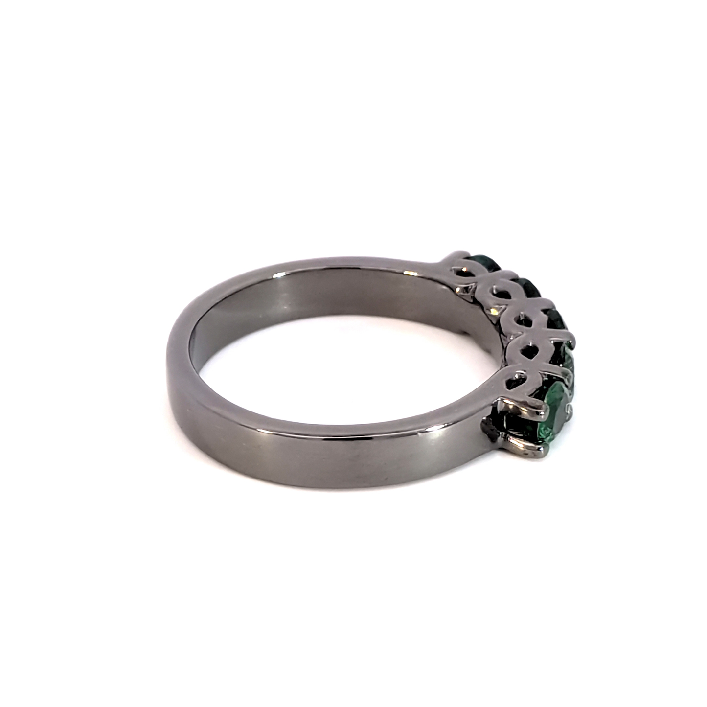 Emerald Multi Stone Ring with Yellow Gold Finish