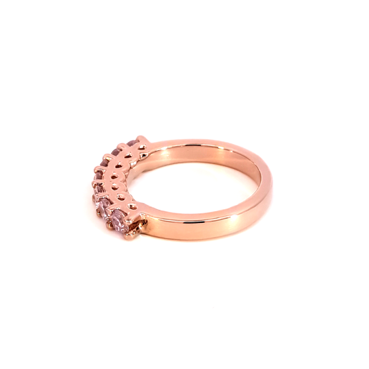 Rose Gold Ring with Round Brilliant Rose Quartz Gemstones