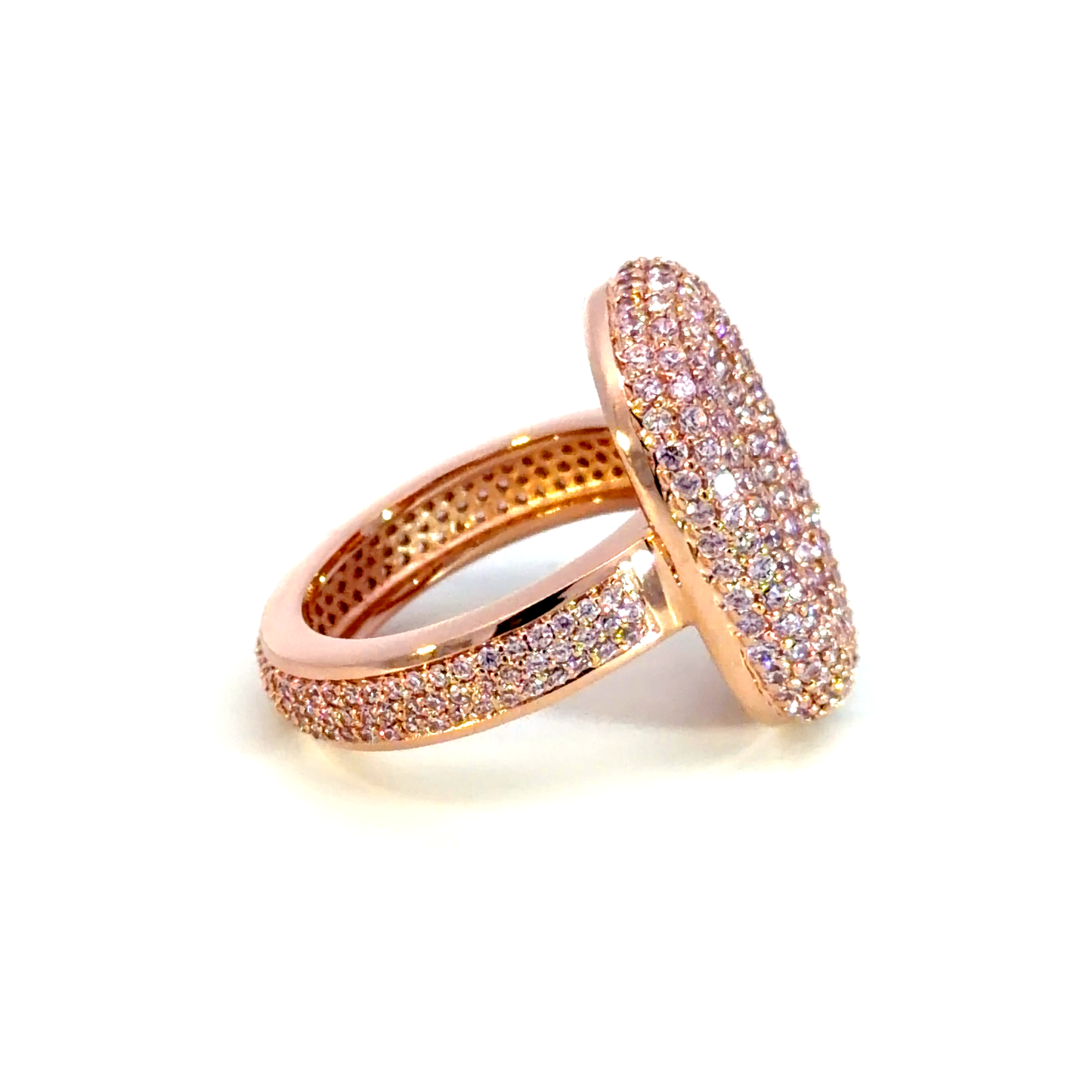 Rose Gold Cocktail Ring with Round Cut Fancy Pink Diamond