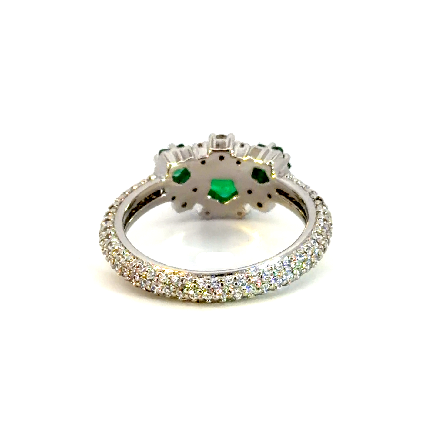 Star Emerald Silver Multistone Ring