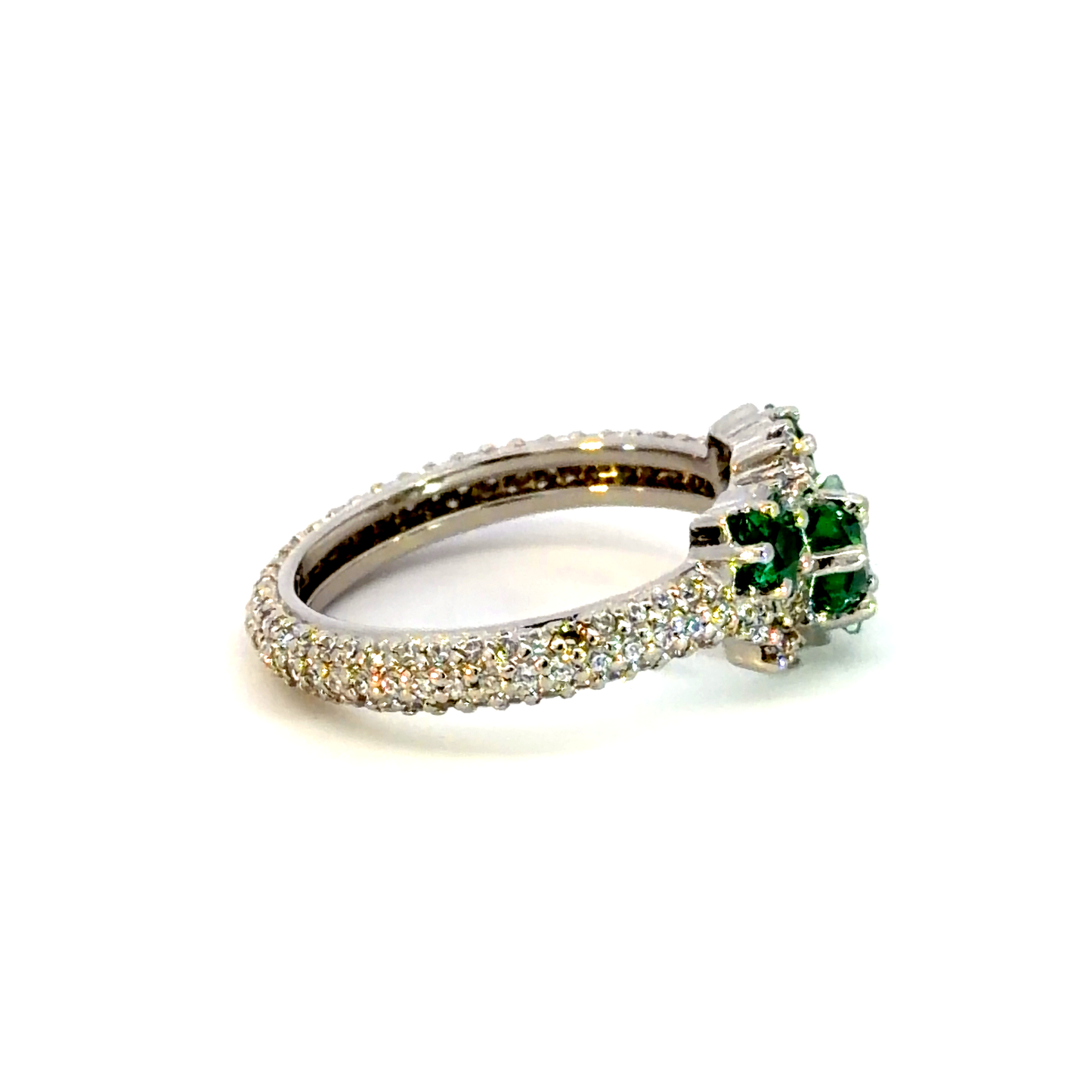 Star Emerald Silver Multistone Ring