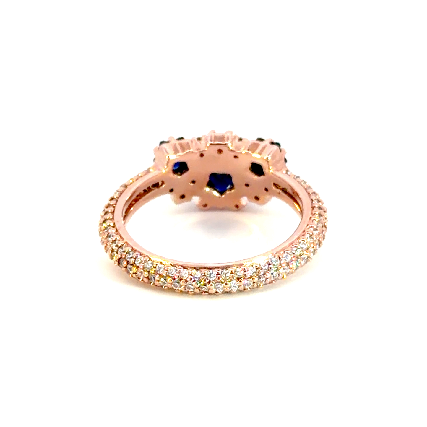 Rose Gold Multistone Ring with Star-Shaped Deep Blue Sapphires