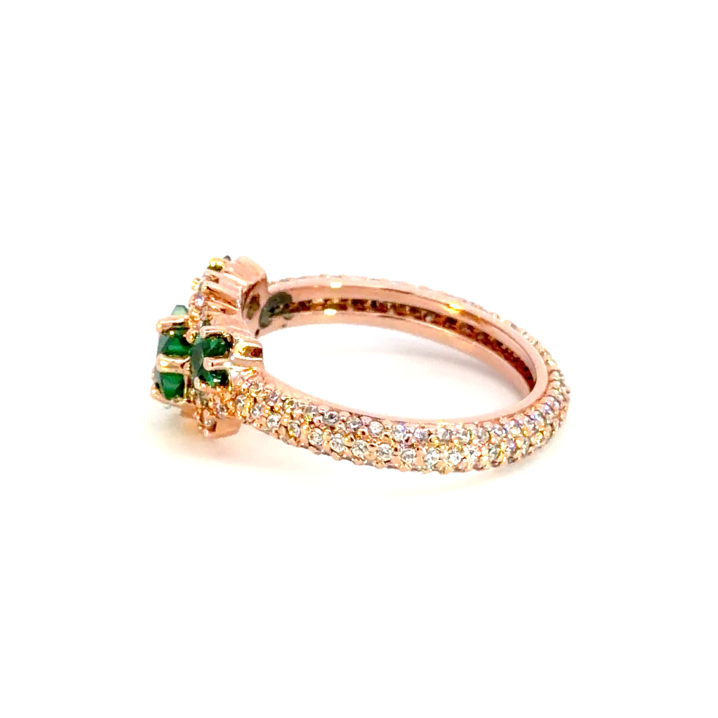 Rose Gold Multistone Ring with Star Emeralds