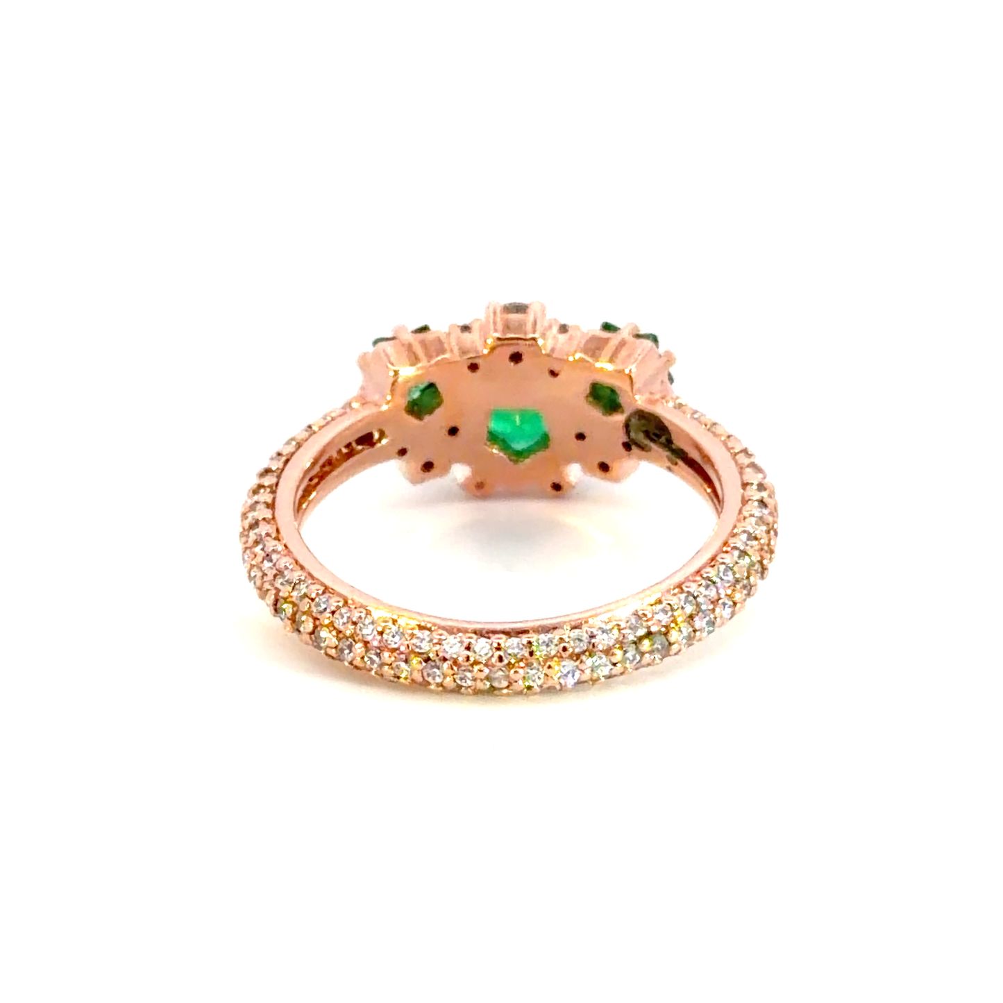 Rose Gold Multistone Ring with Star Emeralds