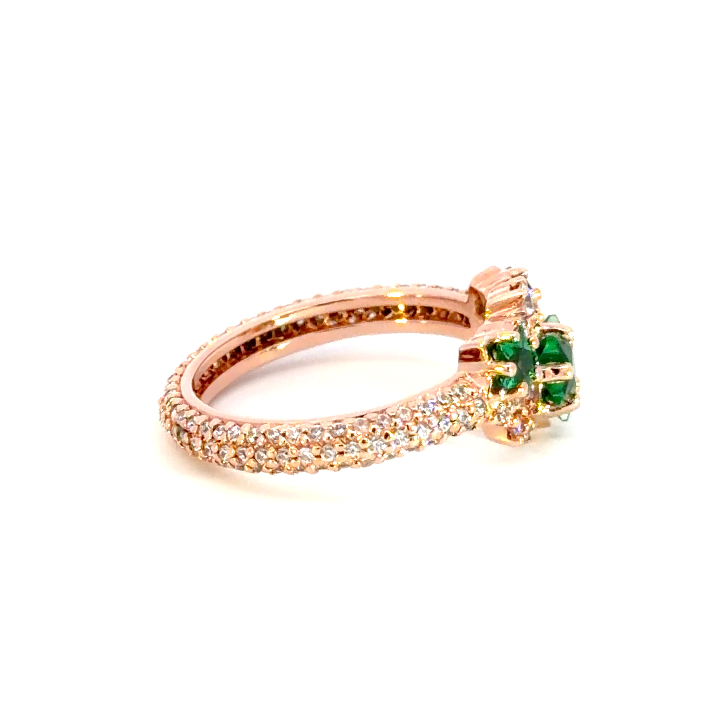 Rose Gold Multistone Ring with Star Emeralds